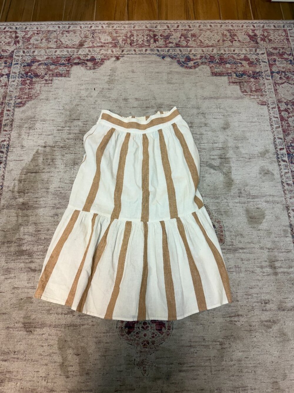 Madewell Women's Ruffle Hem Midi Striped Skirt Size Small In Great Shape!!